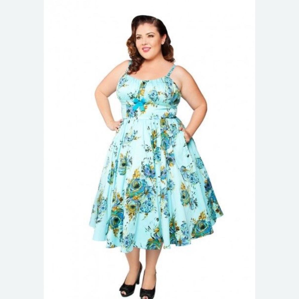 Pinup girl clothing Blue Ella Dress